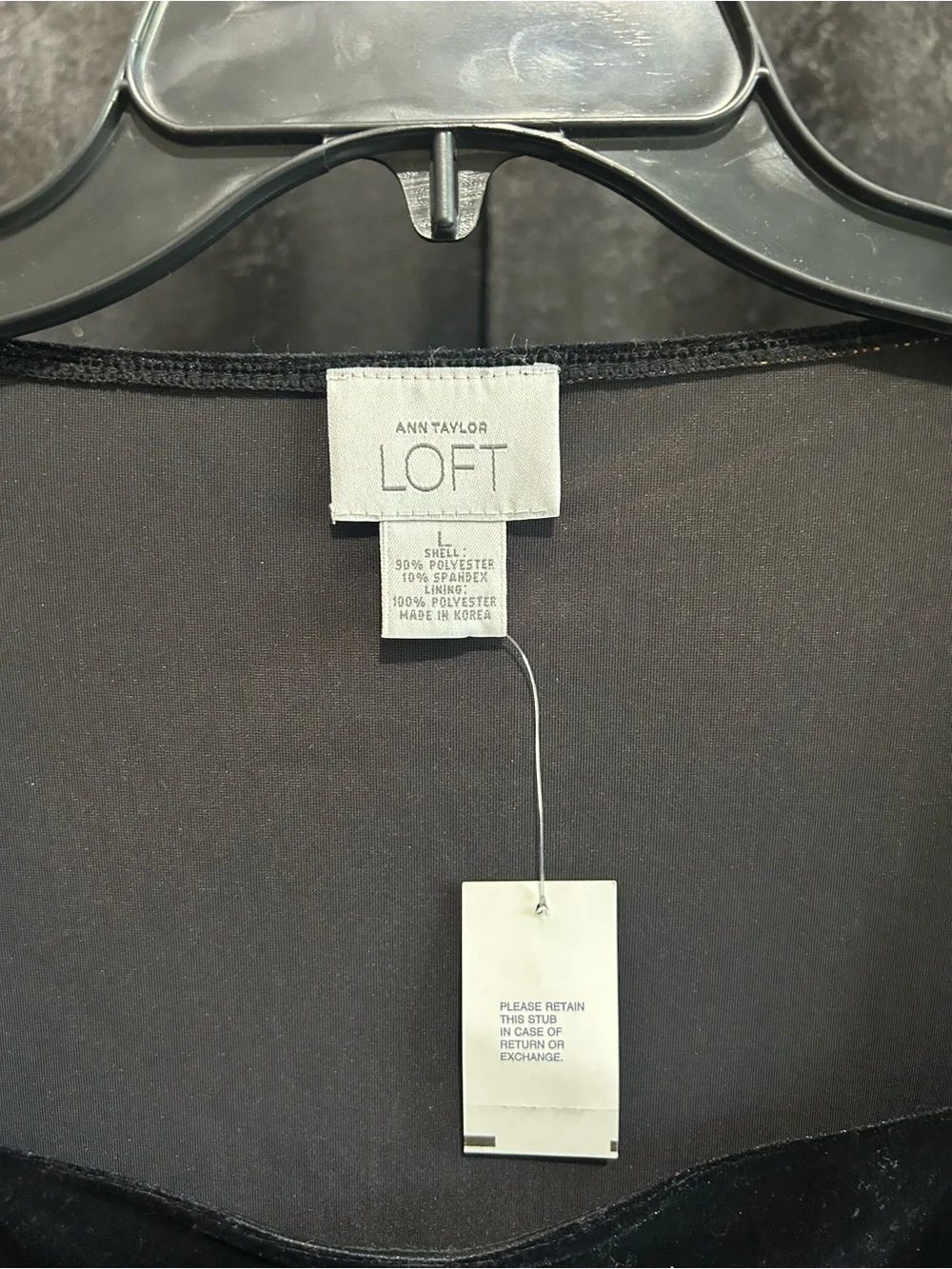 LOFT Black Velvet Long-Sleeve Square Neck Top